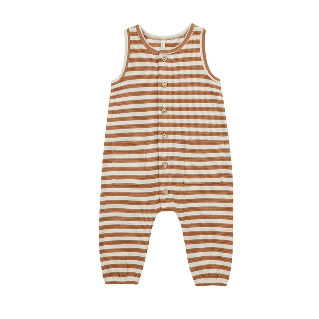 Quincy Mae Clay Stripe Waffle Jumpsuit
