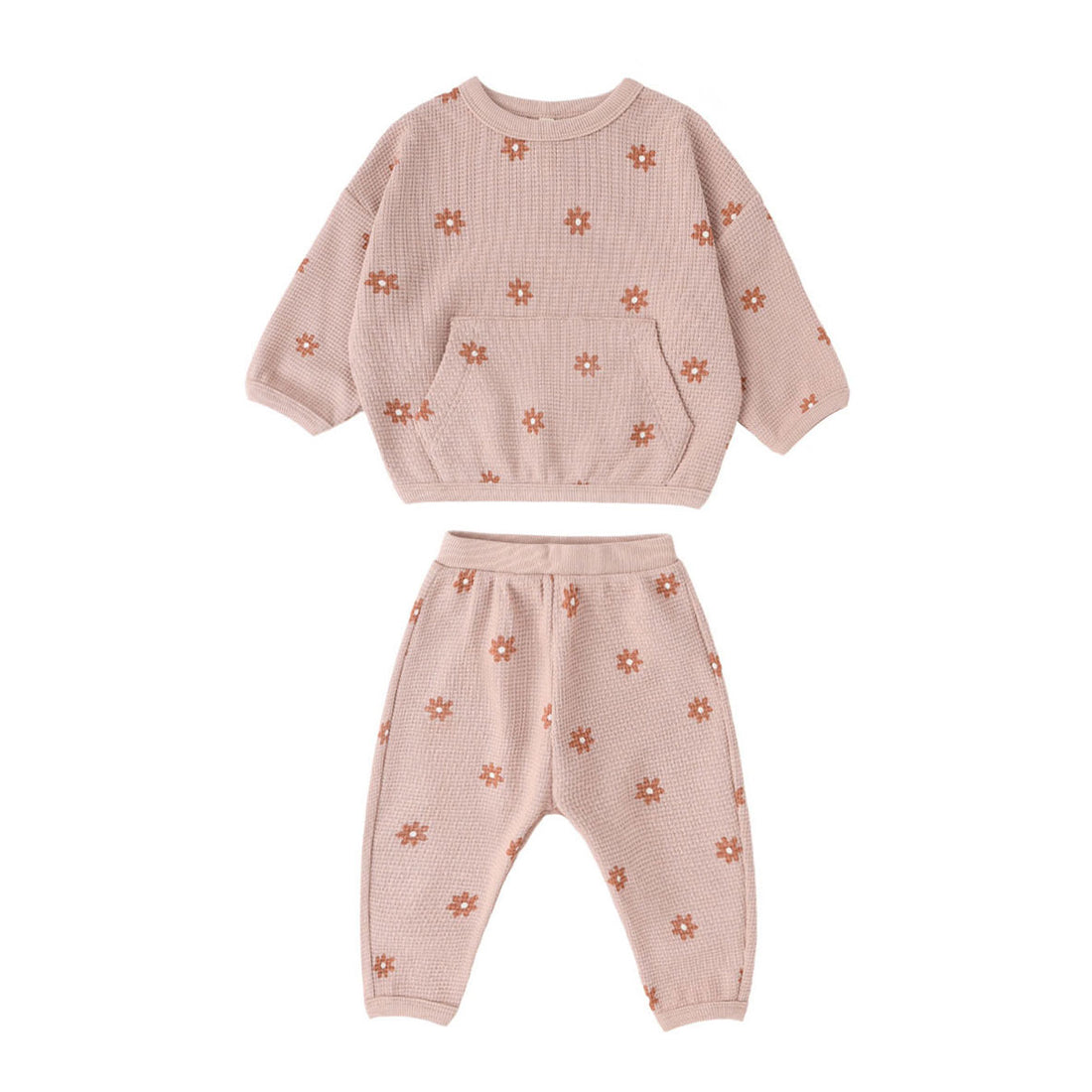 Quincy Mae Pink Daisy Waffle Sweater Set