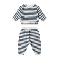 Quincy Mae Ocean Stripe Waffle Slouch Set