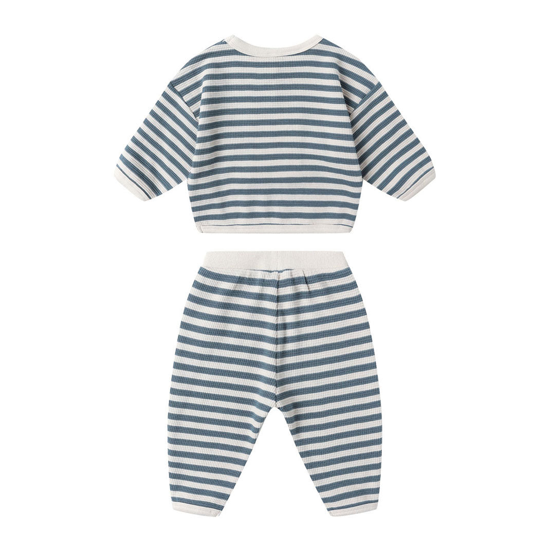 Quincy Mae Ocean Stripe Waffle Slouch Set