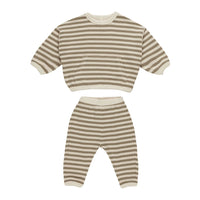 Quincy Mae Olive Stripe Waffle Slouch Set