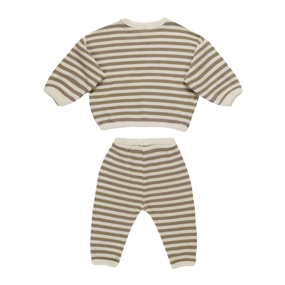 Quincy Mae Olive Stripe Waffle Slouch Set