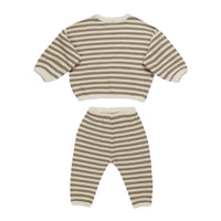 Quincy Mae Olive Stripe Waffle Slouch Set