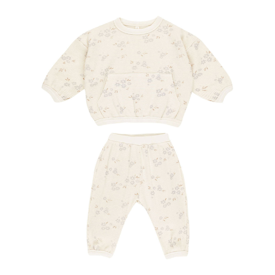 Quincy Mae Blue Ditsy Waffle Slouch Set