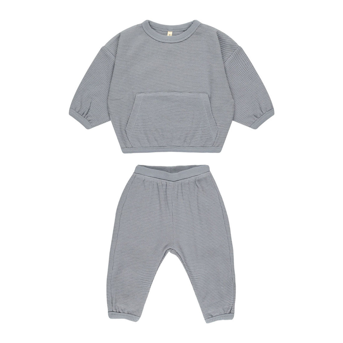Quincy Mae Blue Waffle Slouch Set
