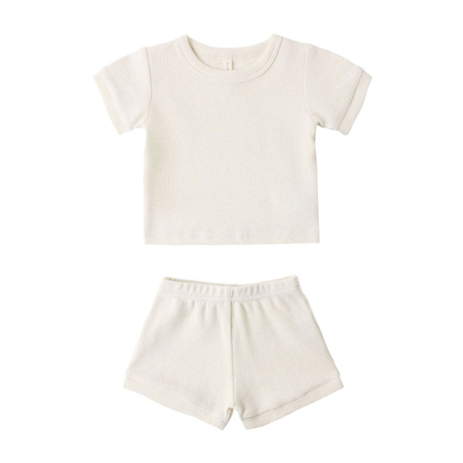 Quincy Mae Natural Waffle Shortie Set