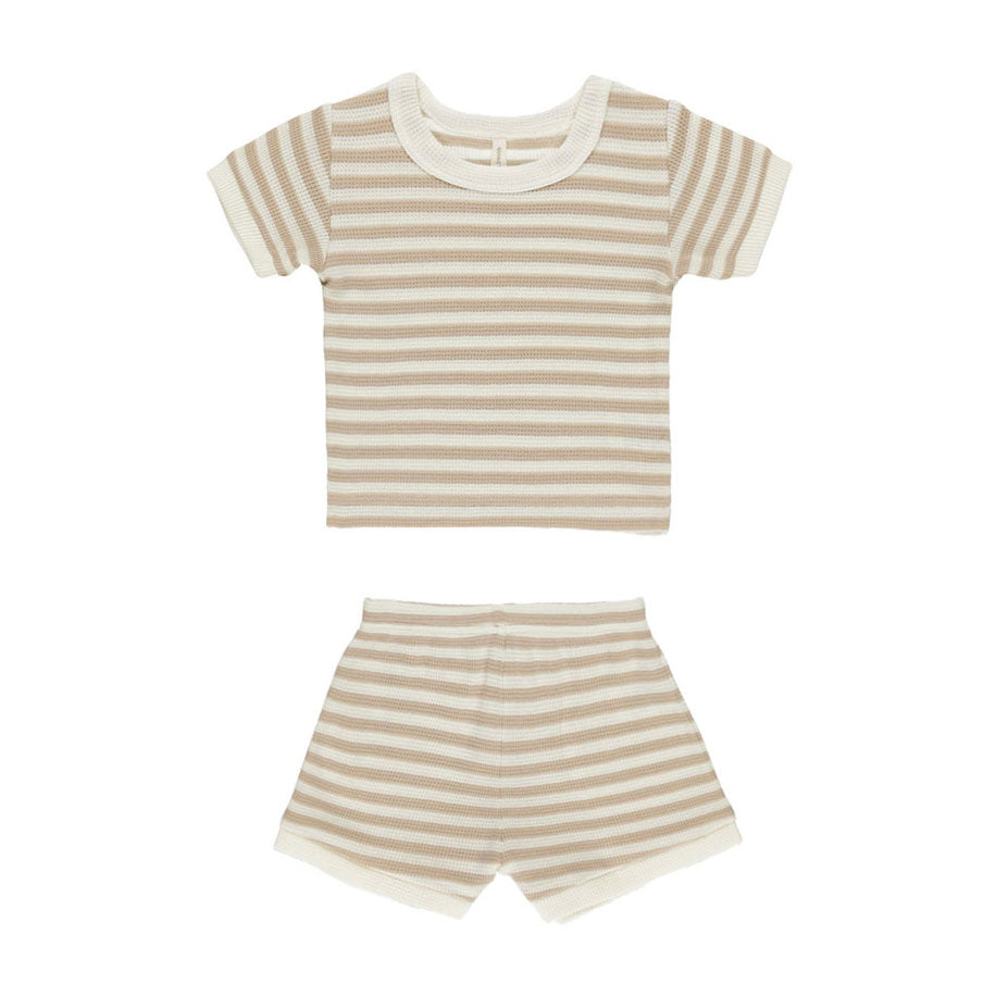 Quincy Mae Oat Stripe Waffle Shortie Set