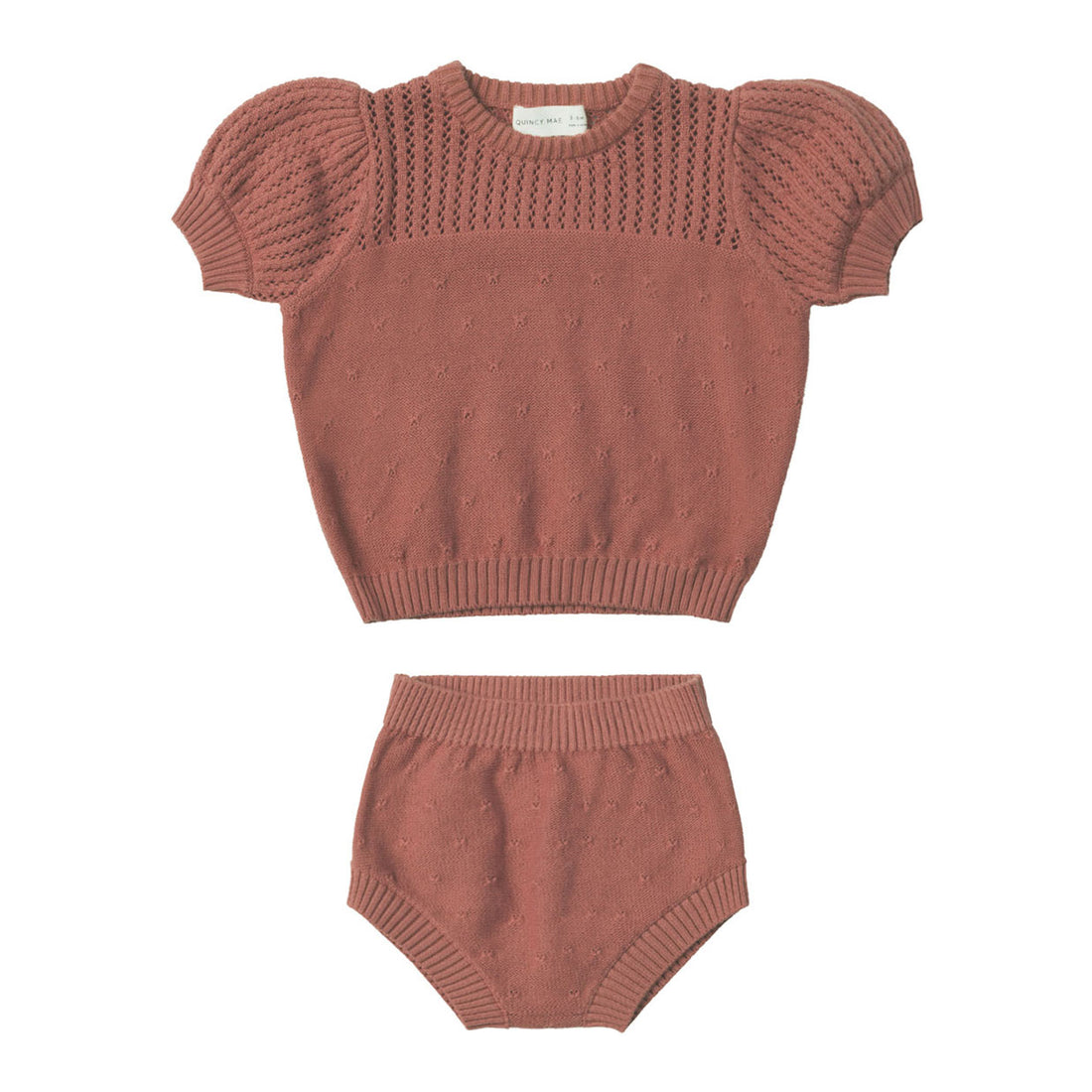 Quincy Mae Berry Pointelle Knit Set