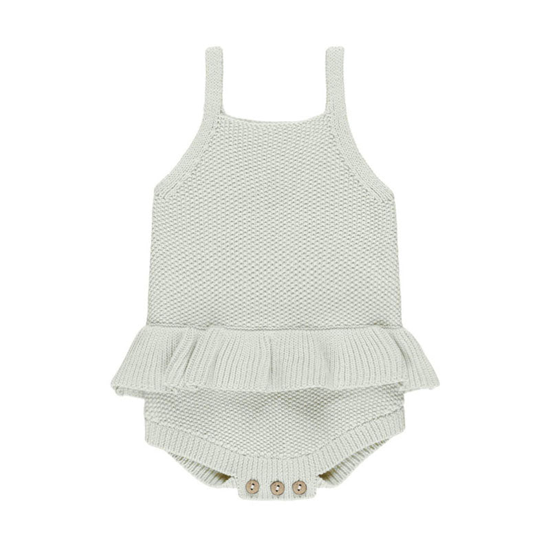 Quincy Mae Mint Knit Ruffle Romper