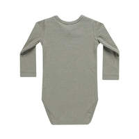 Quincy Mae Basil Ribbed Long Sleeve Bodysuit