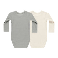 Quincy Mae Natural, Dusty Blue Waffle Bodysuit, 2 Pack