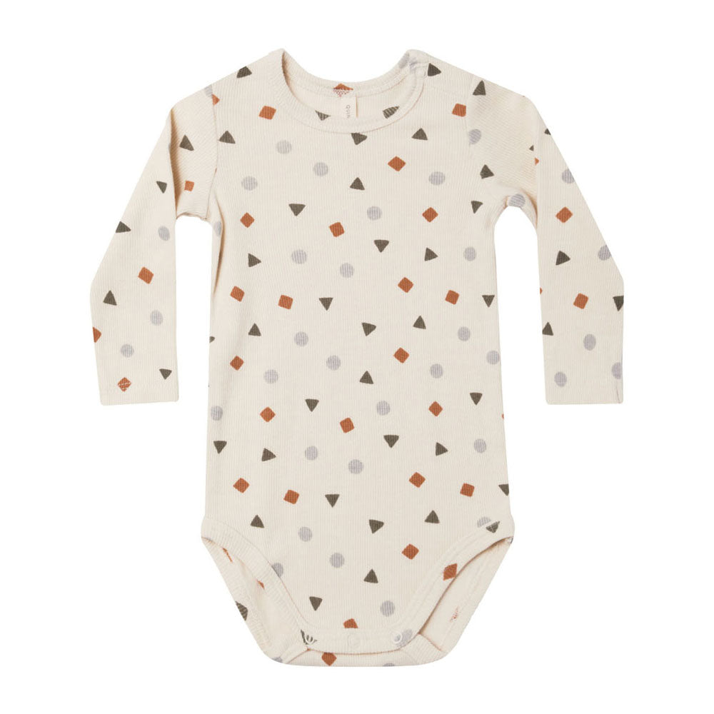 Quincy Mae Geo Ribbed Long Sleeve Bodysuit