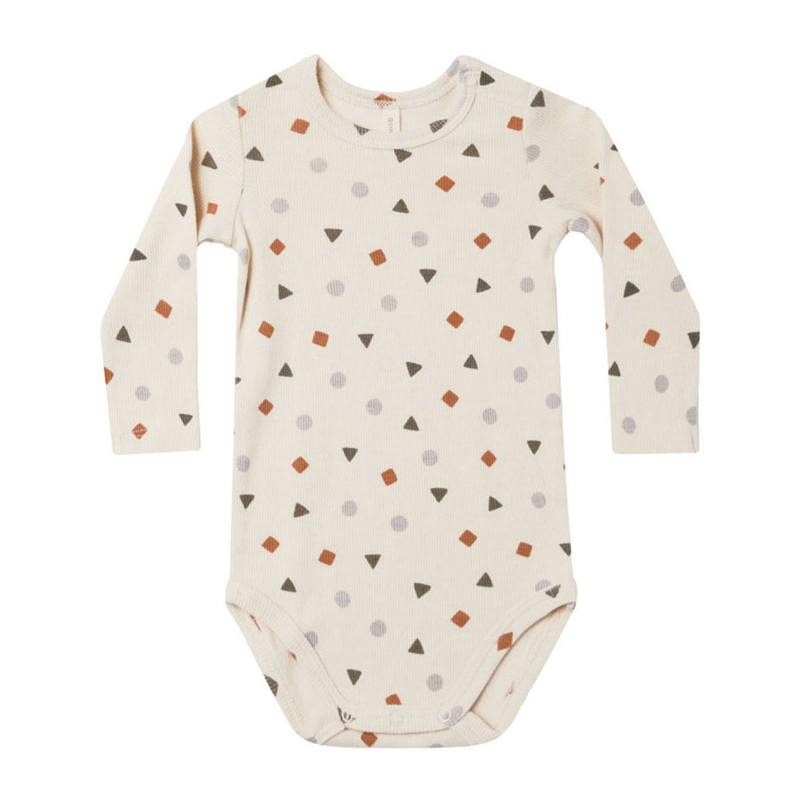 Quincy Mae Geo Ribbed Long Sleeve Bodysuit