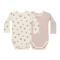 Quincy Mae Wild Flowers, Mauve Stripe Ribbed Bodysuit