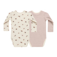 Quincy Mae Wild Flowers, Mauve Stripe Ribbed Bodysuit