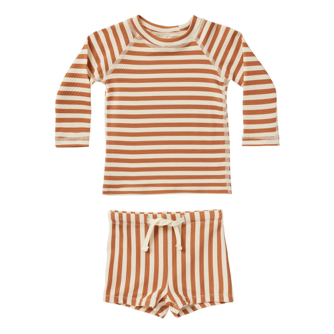 Quincy Mae Clay Stripe Finn Rashguard + Short Set