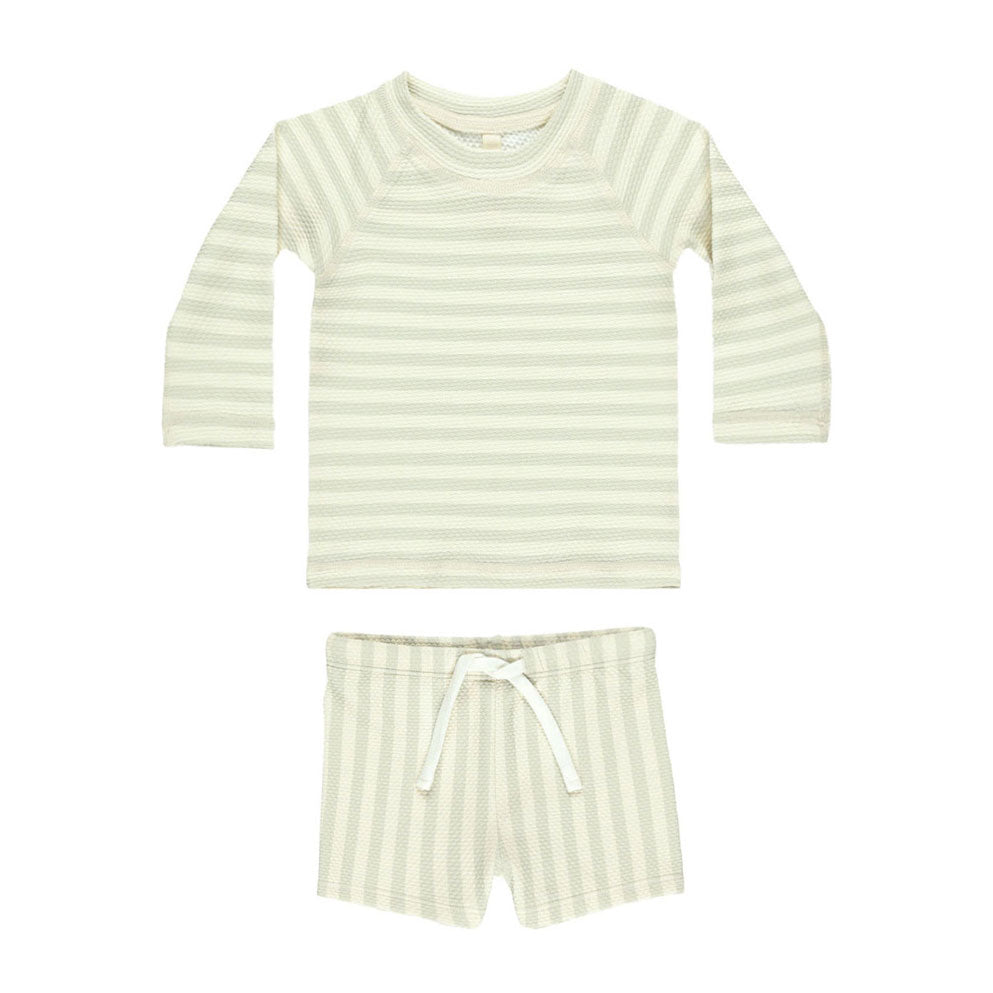Quincy Mae Mint Stripe Finn Rash guard + Short Set