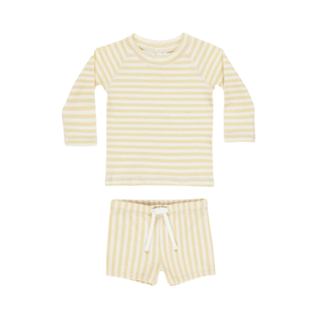 Quincy Mae Yellow Stripe Finn Rashguard + Short Set