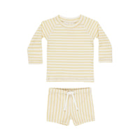 Quincy Mae Yellow Stripe Finn Rashguard + Short Set