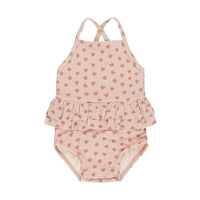 Quincy Mae Bubble Gum Heart Ruffled Swimsuit
