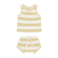 Quincy Mae Yellow Stripe Terry Tank + Short Set