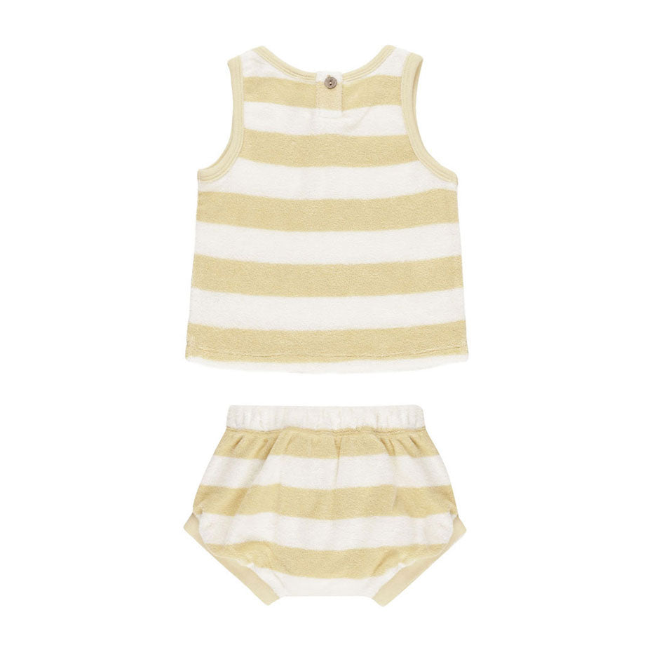 Quincy Mae Yellow Stripe Terry Tank + Short Set
