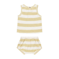 Quincy Mae Yellow Stripe Terry Tank + Short Set
