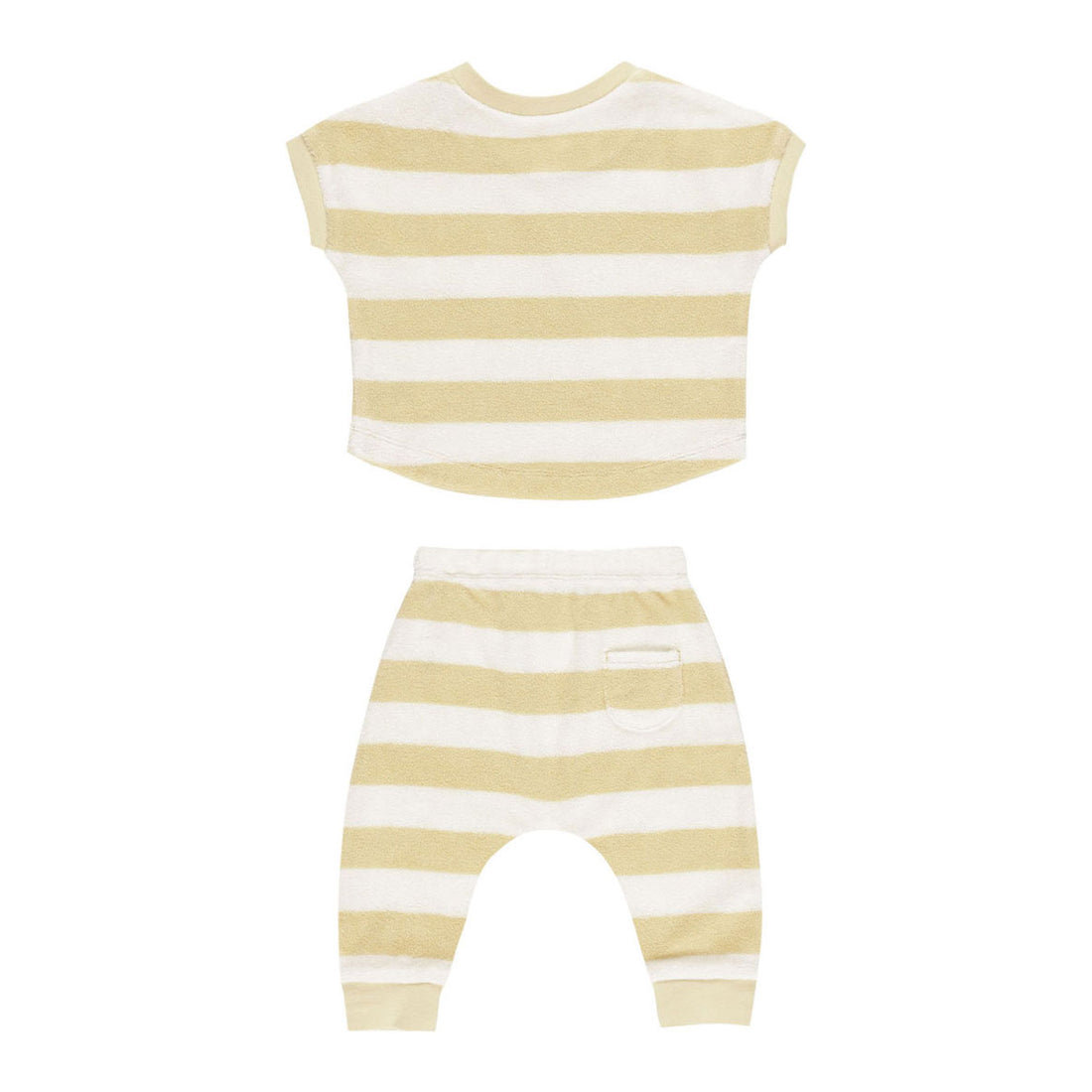 Quincy Mae Yellow Stripe Terry Tee + Pant Set