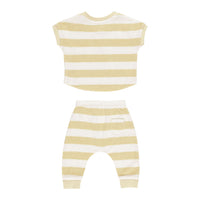 Quincy Mae Yellow Stripe Terry Tee + Pant Set