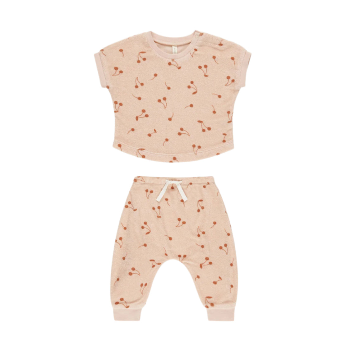 Quincy Mae Cherries Terry Tee + Pant Set