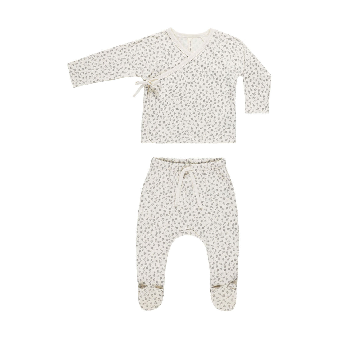 Quincy Mae Scatter Wrap Top + Footed Pant Set