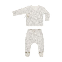 Quincy Mae Scatter Wrap Top + Footed Pant Set