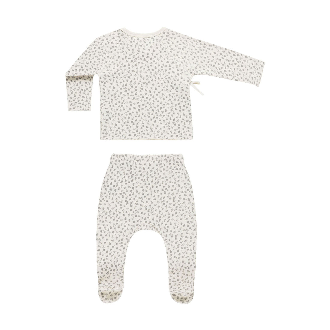 Quincy Mae Scatter Wrap Top + Footed Pant Set