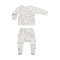 Quincy Mae Scatter Wrap Top + Footed Pant Set