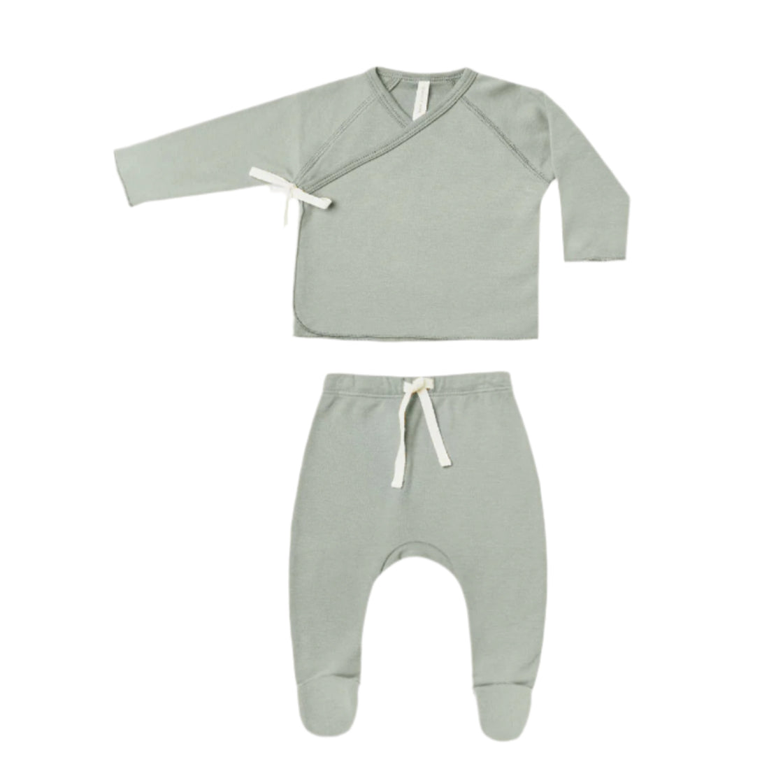 Quincy Mae Sage Wrap Top + Footed Pant Set