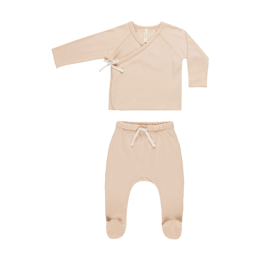 Quincy Mae Shell Wrap Top + Footed Pant Set
