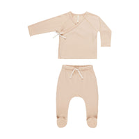 Quincy Mae Shell Wrap Top + Footed Pant Set