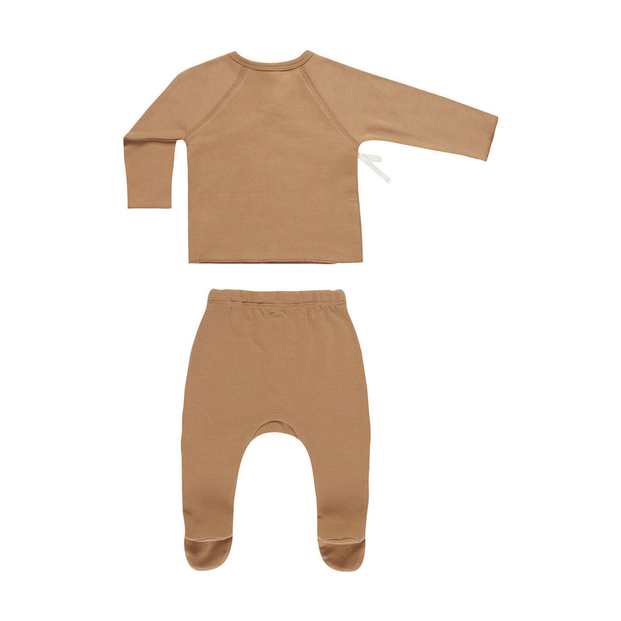 Quincy Mae Golden Wrap Top + Footed Pant Set