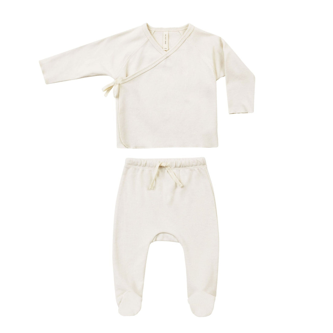 Quincy Mae Ivory Wrap Top + Footed Pant Set