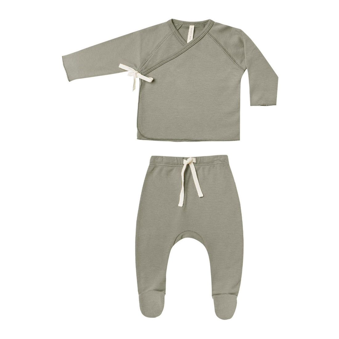 Quincy Mae Basil Wrap Top + Footed Pant Set