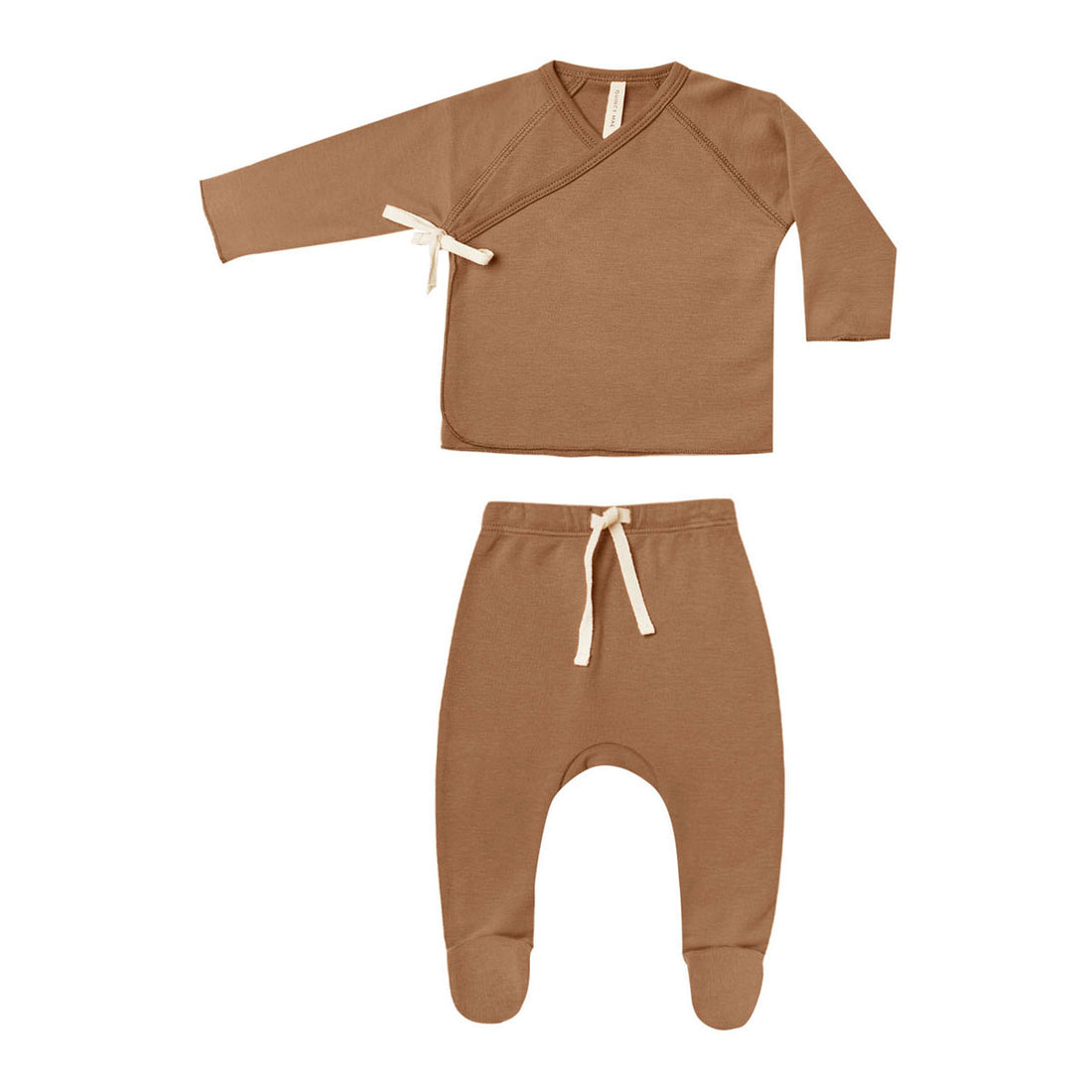 Quincy Mae Cinnamon Wrap Top + Footed Pant Set