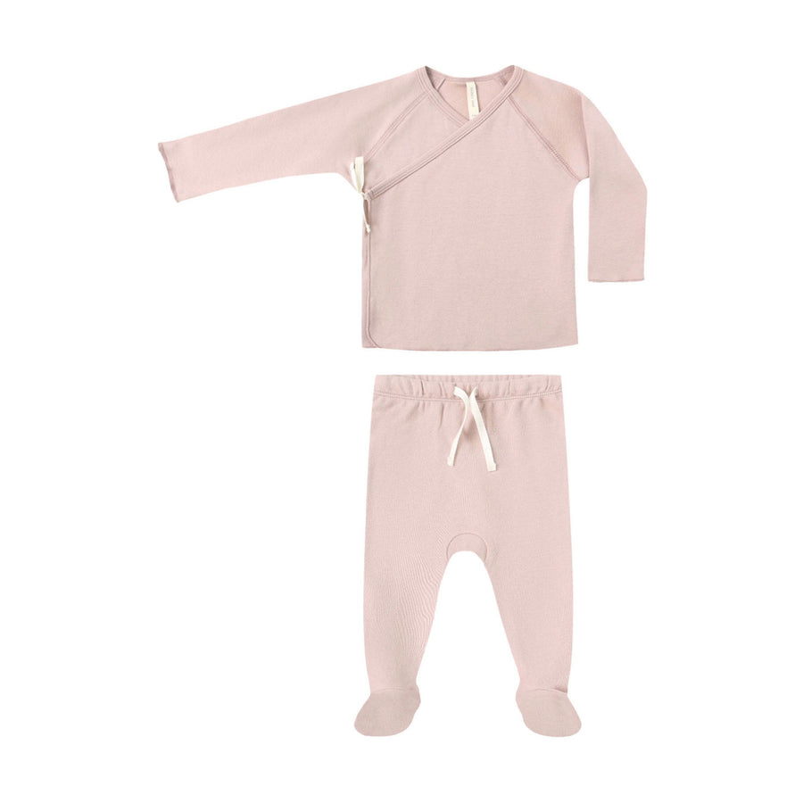 Quincy Mae Rose Wrap Top + Footed Pant Set