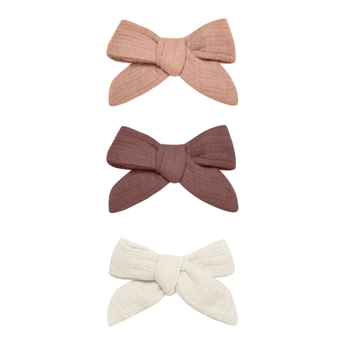 Quincy Mae Rose, Plum, Natural Bow W. Clip, Set Of 3