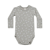 Quincy Mae Blue Ditsy Bamboo Long Sleeve Bodysuit