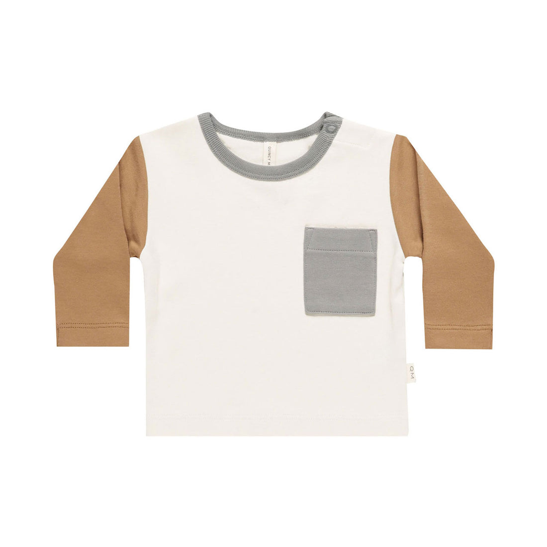 Quincy Mae Color Block Long Sleeve Pocket Tee