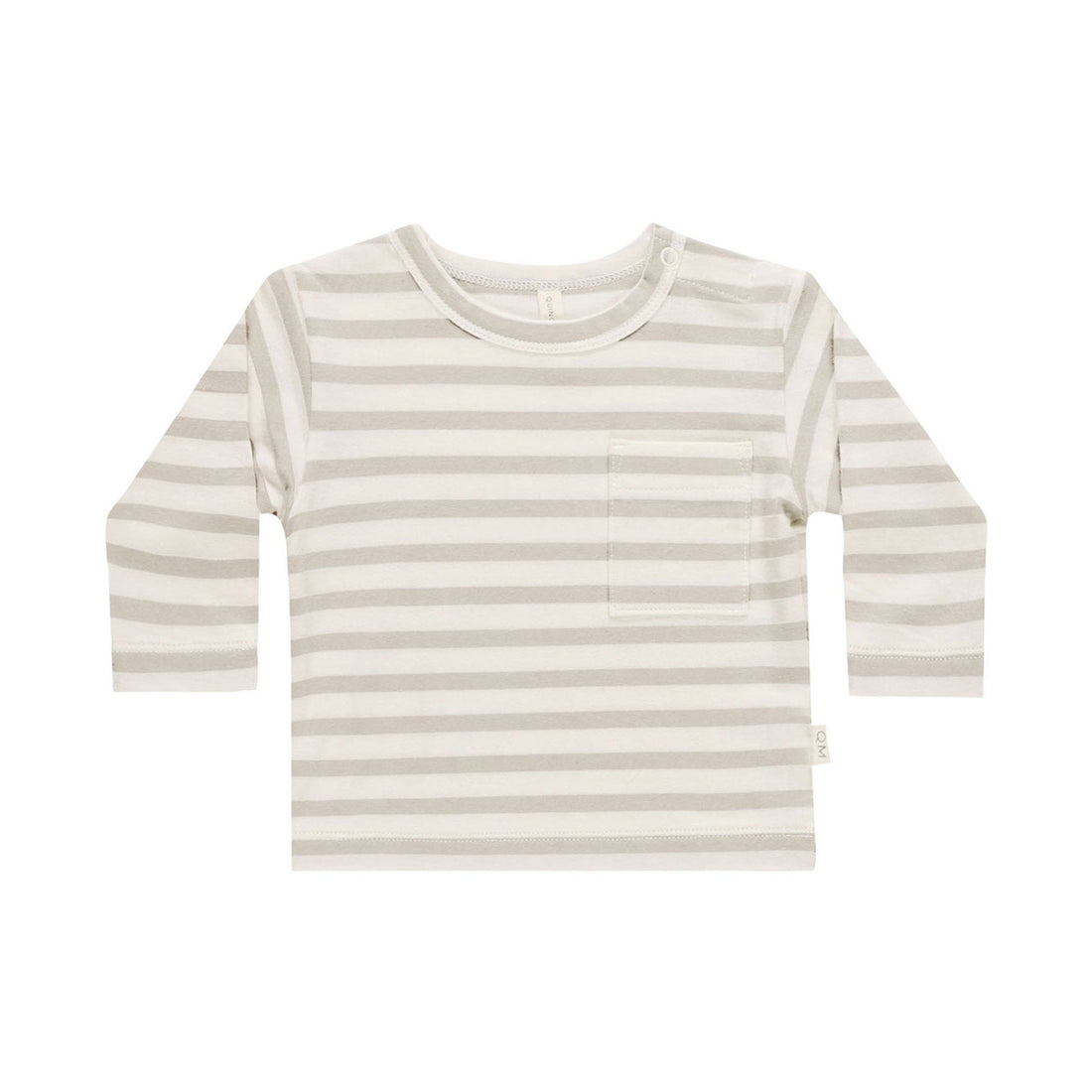 Quincy Mae Grey Stripe Long Sleeve Pocket Tee