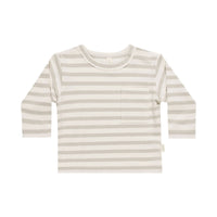 Quincy Mae Grey Stripe Long Sleeve Pocket Tee