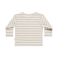 Quincy Mae Grey Stripe Long Sleeve Pocket Tee
