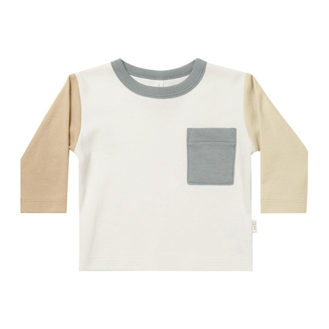 Quincy Mae Color Block Long Sleeve Pocket Tee