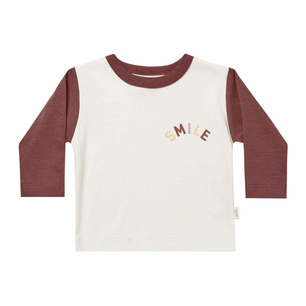 Quincy Mae Smile Long Sleeve Pocket Tee